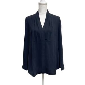 Soft Surroundings Akira Blouse Top Womens Large L Black Crossover V-Neck